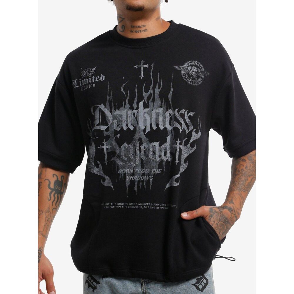 Darkness Legend Cross Flames Short-Sleeve Sweatshirt XL